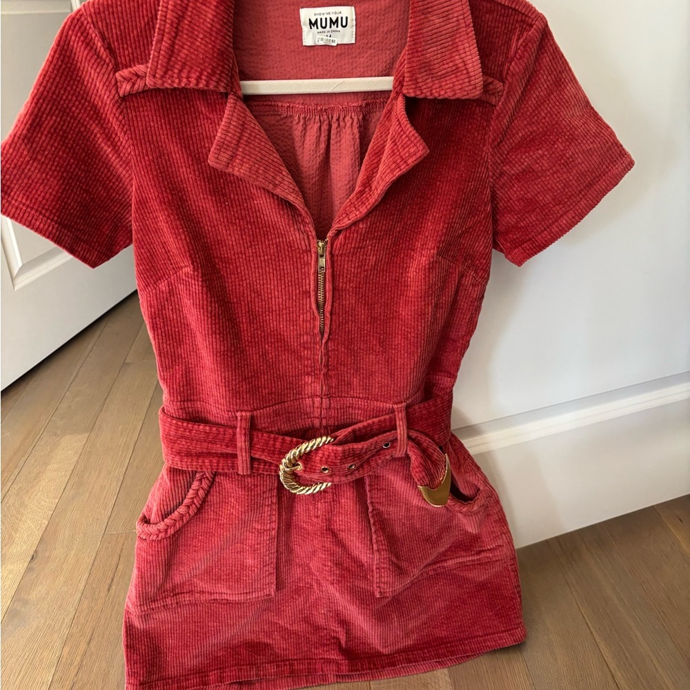 Show Me Your MuMu Red Corduroy Mini Dress